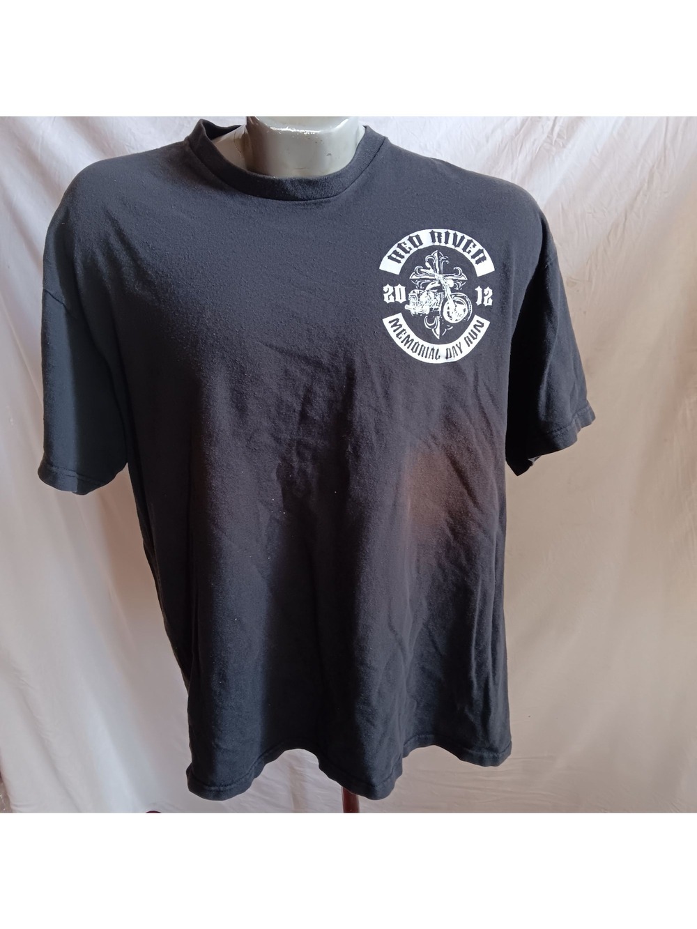 Biker T-Shirt XL Red River 2012 Memorial Day Run Delta Pro Weight Black Faded